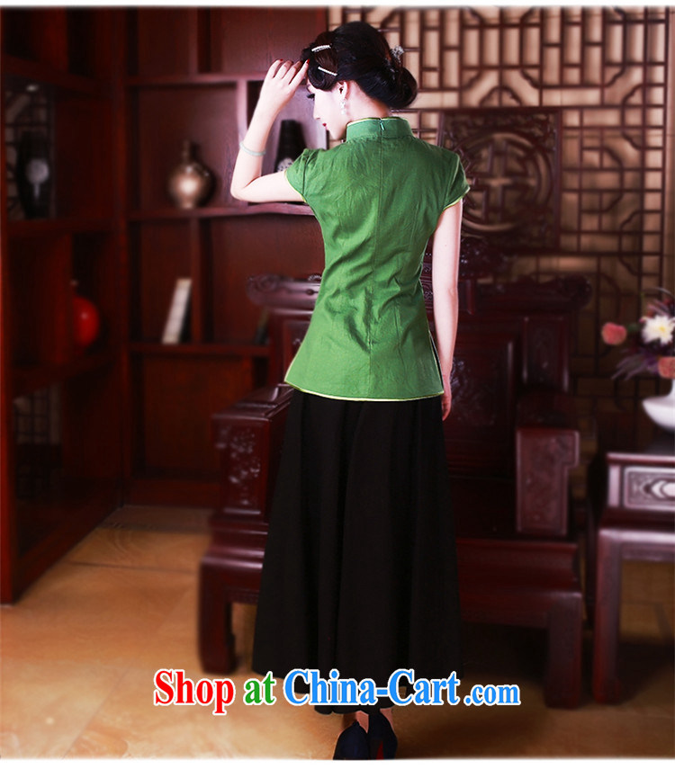 Ruyi wind spring China wind cotton the improved Chinese T-shirt retro ethnic wind outfit on women 5025 green XL pictures, price, brand platters! Elections are good character, the national distribution, so why buy now enjoy more preferential! Health