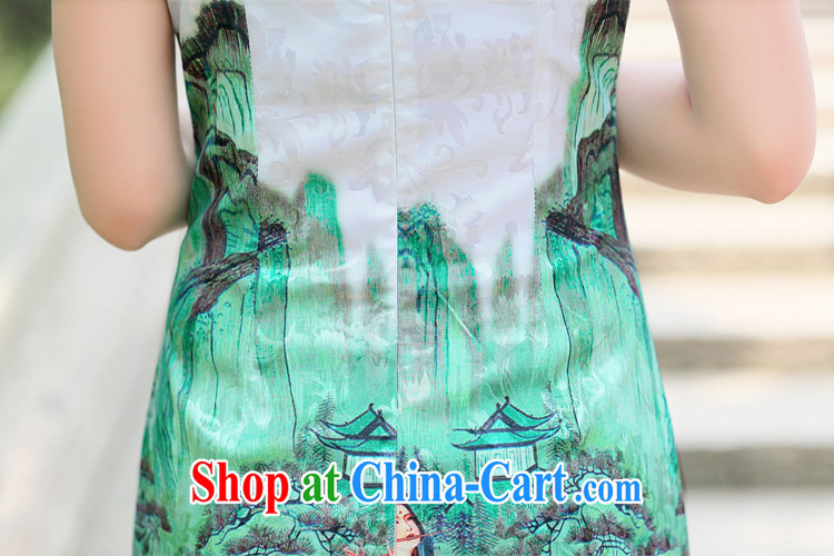 The Shannon Gore, 2015 female new Ethnic Wind Chinese half sleeve Chinese stamp ink retro beauty style graphics thin package and cheongsam dress green XXL pictures, price, brand platters! Elections are good character, the national distribution, so why buy now enjoy more preferential! Health
