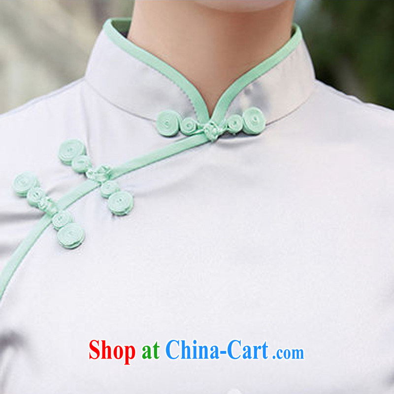 The Scent of Summer 2015 new Stylish retro elegant beauty, short day on the truck cheongsam dress summer Green lotus XXL, the Hong Kong Gore (XGN), shopping on the Internet