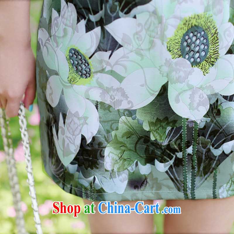 The Scent of Summer 2015 New China wind dress Solid Color dresses with improved retro pixel color cheongsam dress green XXXL, Hong Kong Gore (XGN), shopping on the Internet
