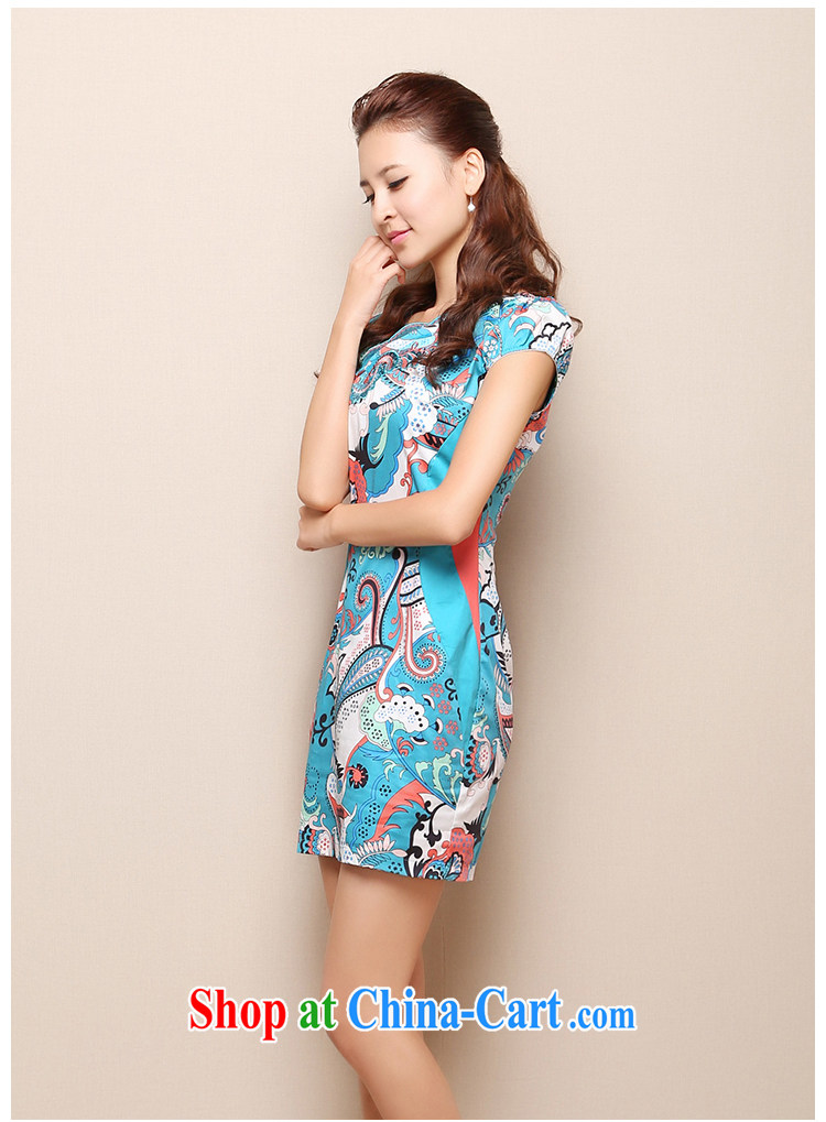 Summer 2015 women's clothing, cotton polyester China wind short-sleeve is tight no voters with elegant floral cheongsam dress short, flouncing embroidery antique dresses blue Peacock Blue XXL pictures, price, brand platters! Elections are good character, the national distribution, so why buy now enjoy more preferential! Health