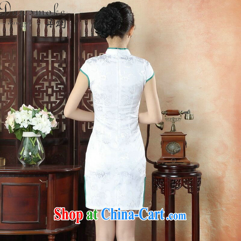 Dan smoke summer female daily dress retro improved short-sleeved dresses skirt elegance beauty graphics thin lady short dresses such as the color 2 XL, Bin Laden smoke, shopping on the Internet