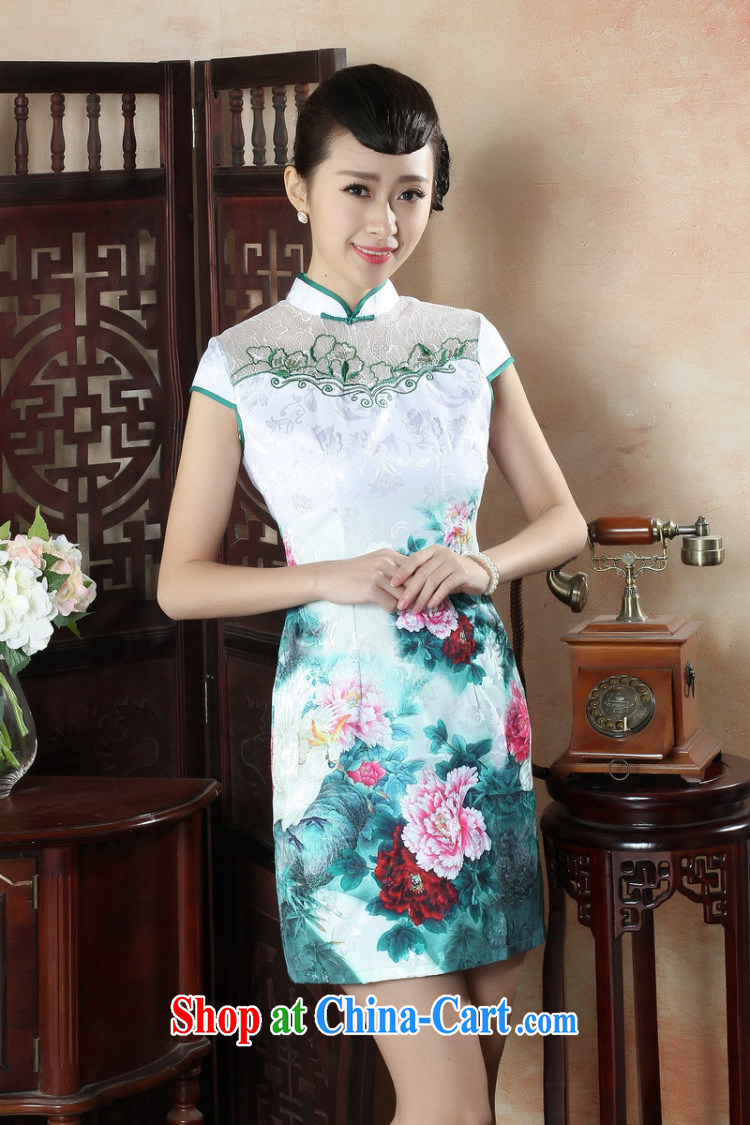 Take the female summer stylish improved cultivation cheongsam dress everyday style graphics thin cotton robes short lace stitching qipao as shown color 2 XL pictures, price, brand platters! Elections are good character, the national distribution, so why buy now enjoy more preferential! Health