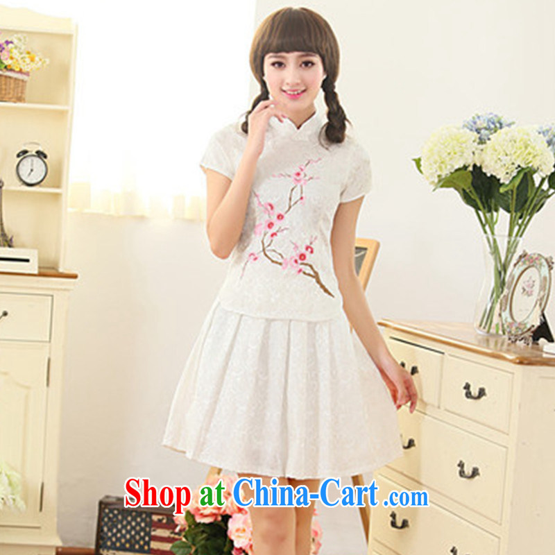 qipao Kit two-piece improved day-students of Korea girls short cheongsam dress retro show serving short summer load toner the pink butterfly L, adfenna, shopping on the Internet