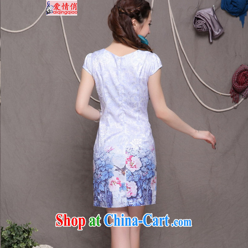 Love, 2015 high-end Ethnic Wind and stylish Chinese qipao dress retro beauty graphics thin cheongsam FF 9902 pink XL, love for AI QING QIAO), online shopping