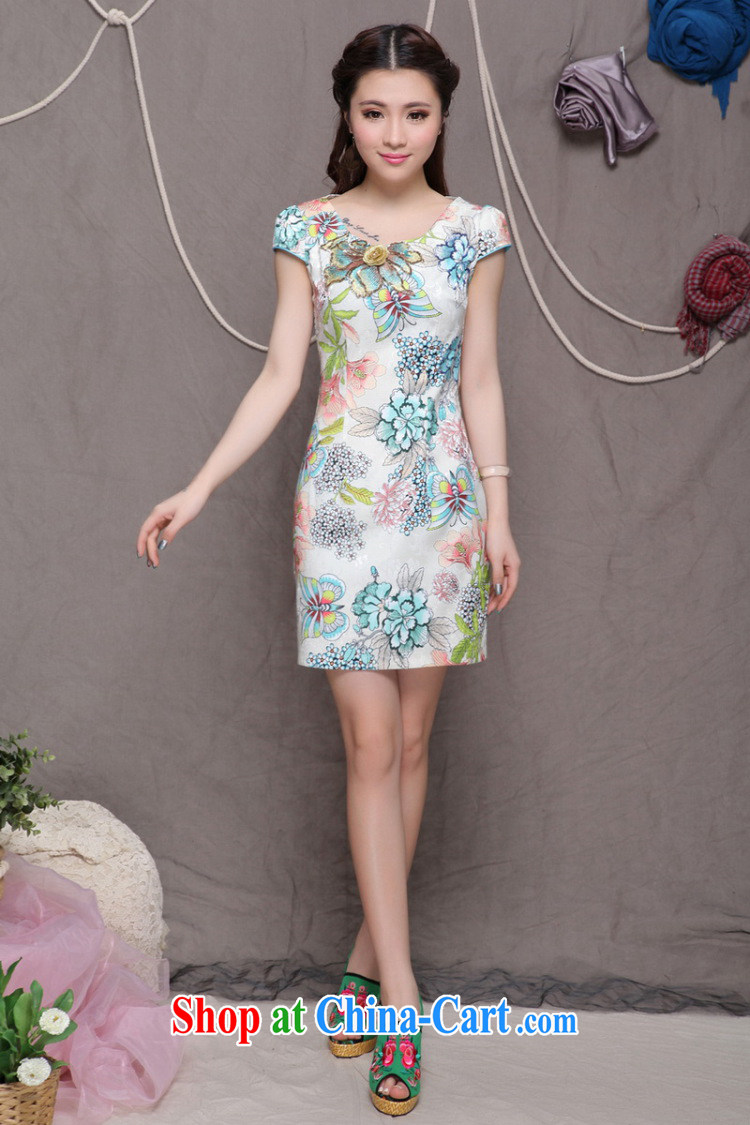 Love, 2015 embroidery cheongsam high-end Ethnic Wind and stylish Chinese qipao dress retro beauty dresses FF 990 blue blue L pictures, price, brand platters! Elections are good character, the national distribution, so why buy now enjoy more preferential! Health