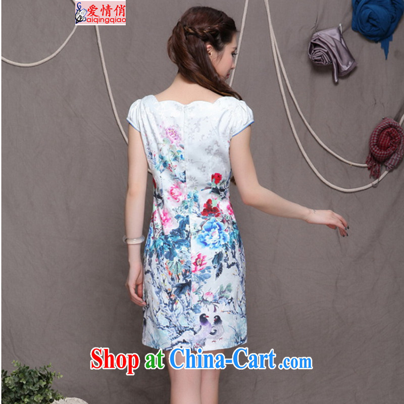 Love, 2015 China wind National wind improved stylish commuter cultivating graphics thin cheongsam FF 9904 white XL, love for AI QING QIAO), online shopping