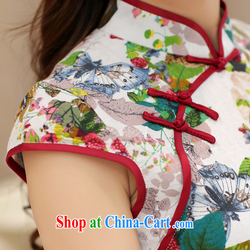 The Diane poetry 2015 new summer girl cheongsam dress sense of fashion show short, cultivating ceremonial improved night qipao cheongsam Butterfly Dance flowers Butterfly Dance flowers L, Nathan Diane poetry (mdaixe), online shopping