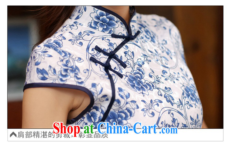 2015 new summer outfit with blue and white porcelain retro fashion beauty graphics thin cheongsam improved qipao cheongsam dress white blue S pictures, price, brand platters! Elections are good character, the national distribution, so why buy now enjoy more preferential! Health