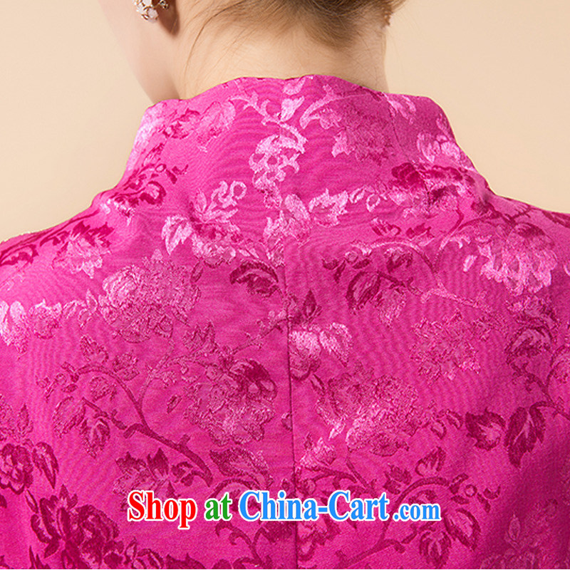 Adam's old 15 new summer, beauty, Ms. short-sleeved Chinese T-shirt embroidery Ethnic Wind and stylish female W 3 purple 3 XL Adam, elderly, shopping on the Internet