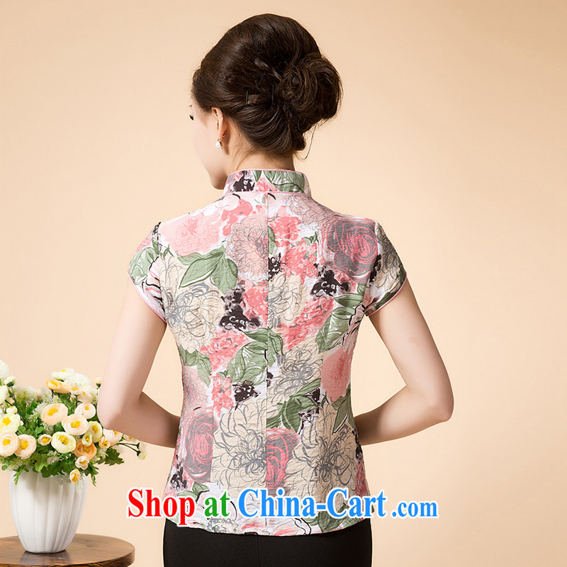 Adam's old Summer 15 new, large flower, short-sleeved Chinese T-shirt bow tie-aged moms T shirt shirt W 5 toner spend 4 XL Adam, elderly, shopping on the Internet