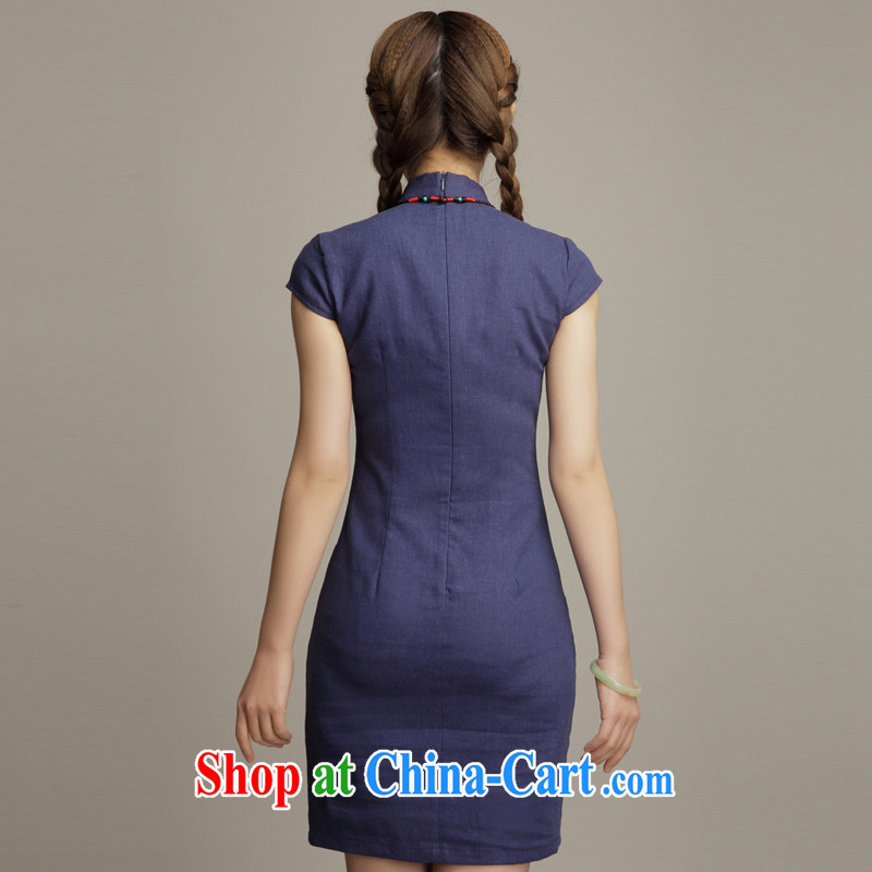 Bong-amphibious gulping Of The retro cotton robes the Commission of Korea wind sober cultivating cotton the cheongsam dress DQ 1591 dark blue XXL, Bong-amphibious and, shopping on the Internet