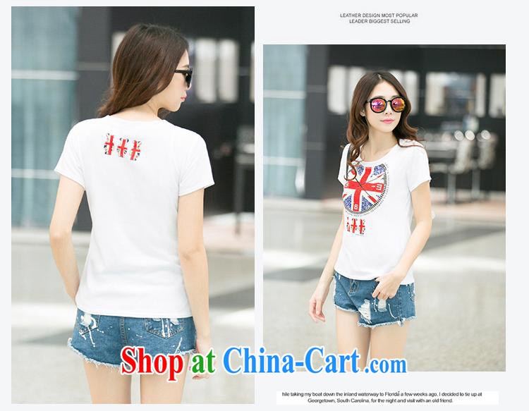 Ya-ting store 2015 Korean new girls summer fashion beauty graphics thin hot drill stamp round-collar short-sleeve T-shirt black XL pictures, price, brand platters! Elections are good character, the national distribution, so why buy now enjoy more preferential! Health
