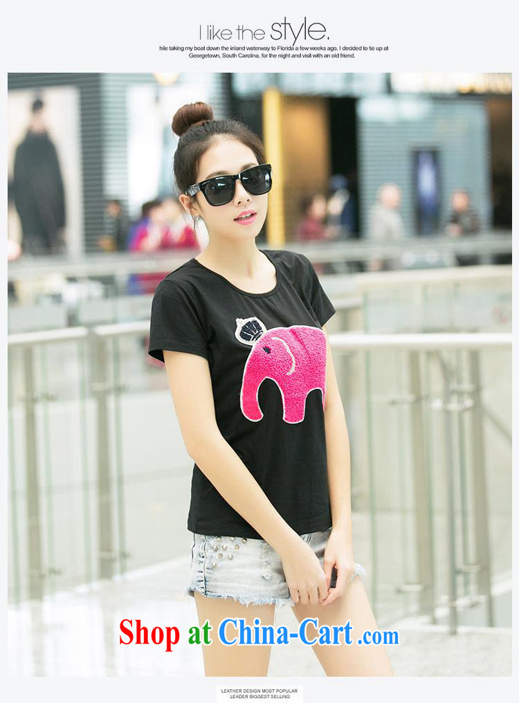 Ya-ting store summer 2015 with new women's clothing Korean fashion beauty school video thin embroidered round-collar short-sleeve shirt T black XL pictures, price, brand platters! Elections are good character, the national distribution, so why buy now enjoy more preferential! Health