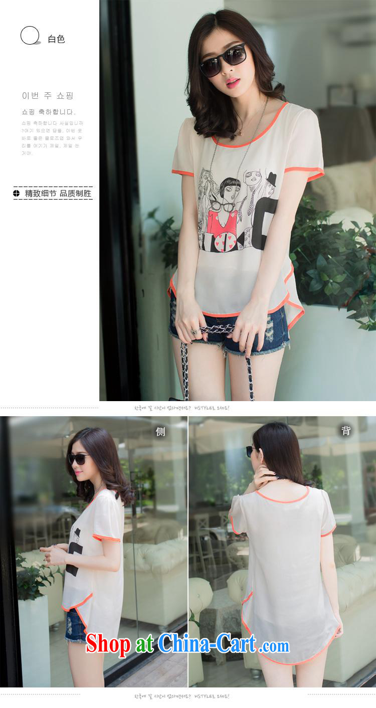 Ya-ting store 2015 summer new Korean Version Stamp snow woven into the color code bat sleeves short-sleeve female T shirts and white color XXL pictures, price, brand platters! Elections are good character, the national distribution, so why buy now enjoy more preferential! Health