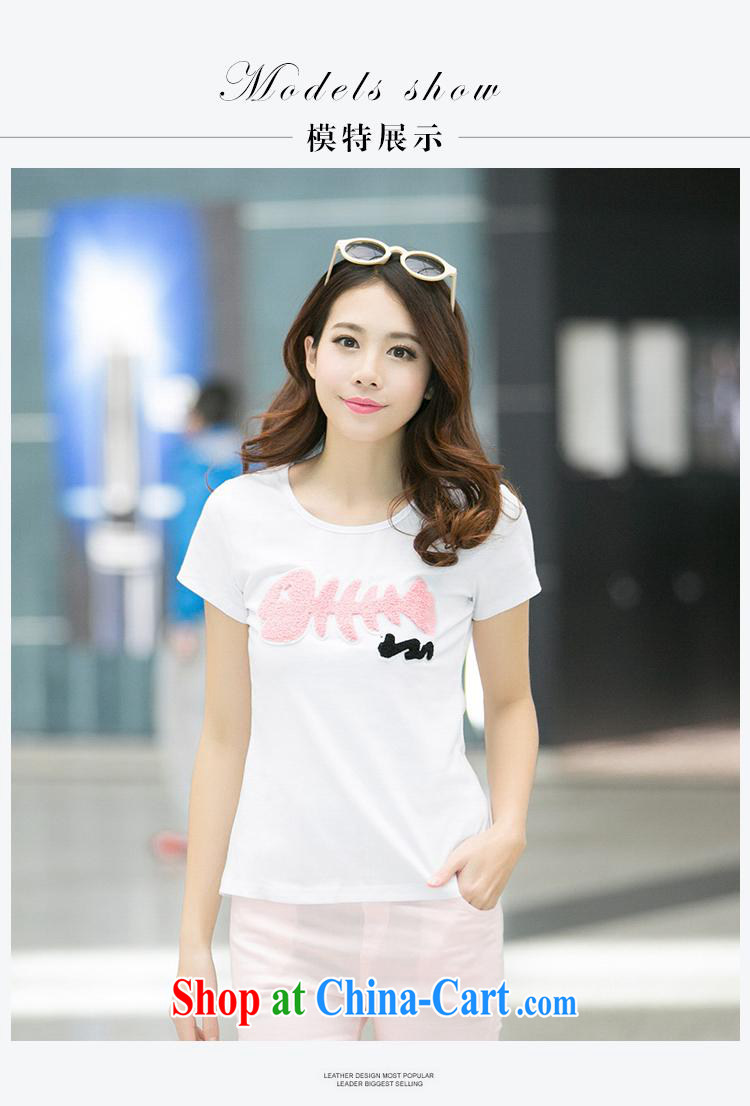 Ya-ting store 2015 summer new Korean version and a solid color beauty female fish bones towel embroidered short sleeve T-shirt white XL pictures, price, brand platters! Elections are good character, the national distribution, so why buy now enjoy more preferential! Health