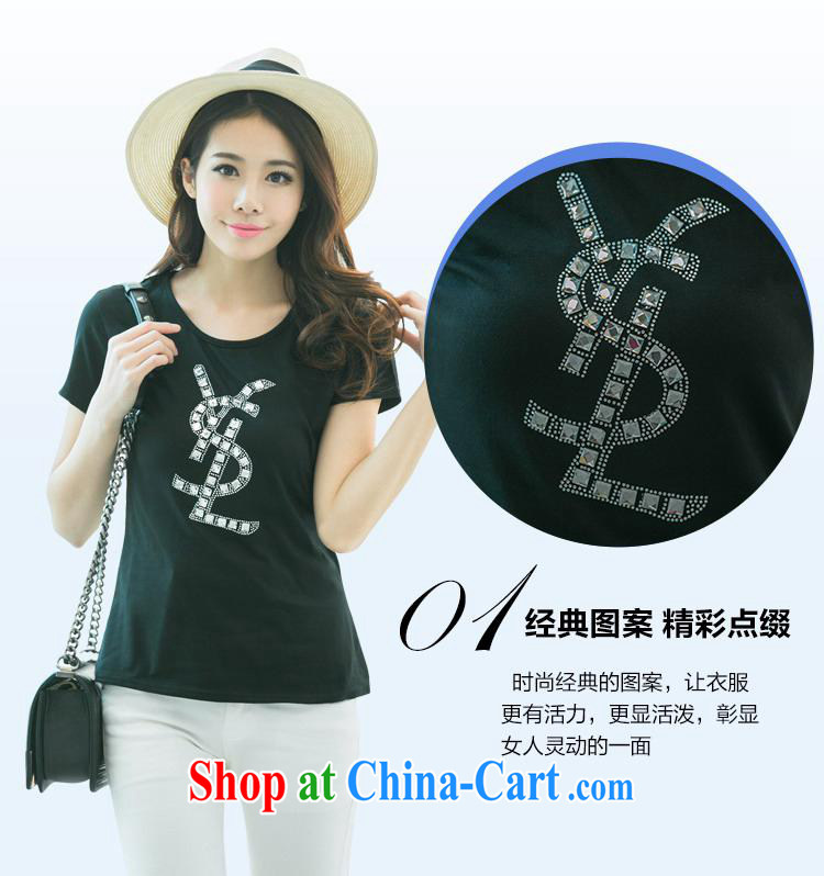Ya-ting store 2015 summer Korean version of the new, female hot drill with black white cultivating short-sleeved T-shirt black XL pictures, price, brand platters! Elections are good character, the national distribution, so why buy now enjoy more preferential! Health