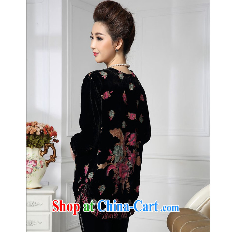 Forest narcissus spring 2015 the new Chinese leader in relaxed long flower mom with silk stitching sauna Silk Velvet jacket HGL - 471 photo color XXXXL, forest narcissus (SenLinShuiXian), shopping on the Internet