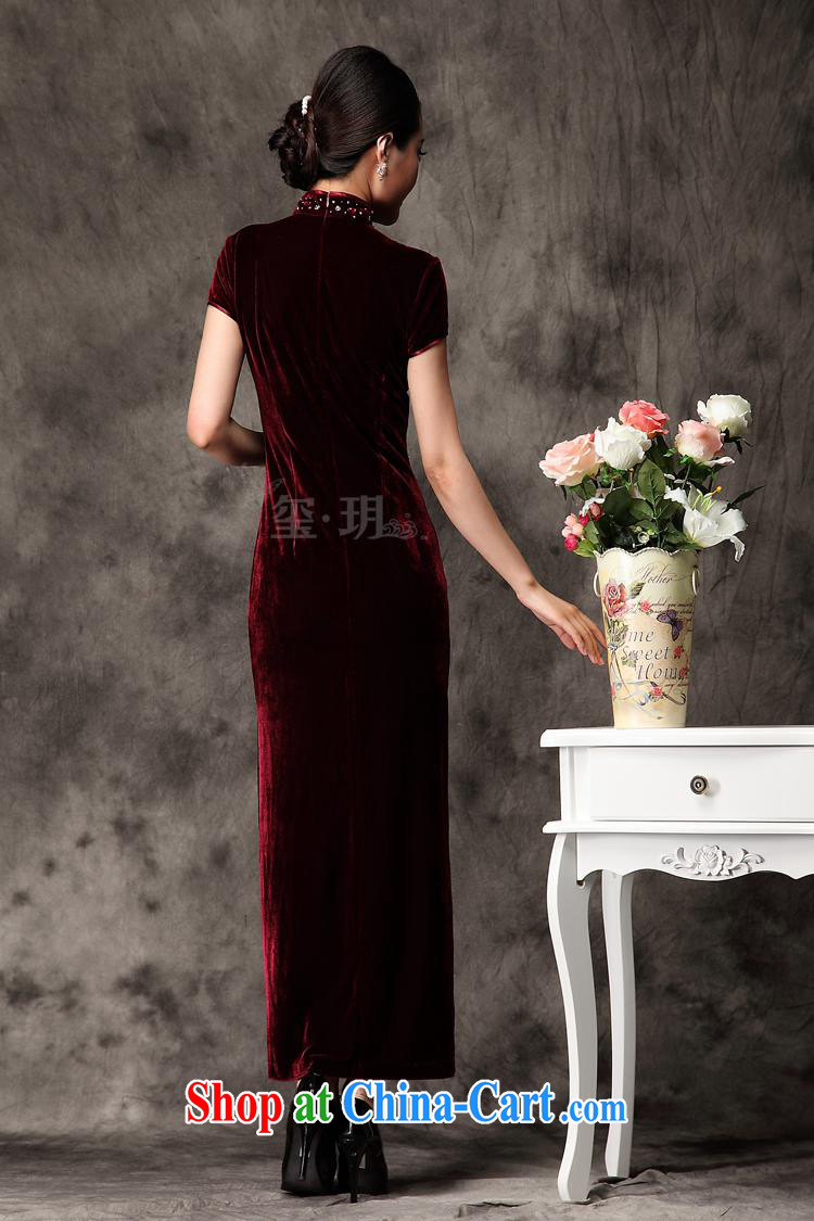 2014 long, purely manual the pearl cheongsam improved warranty stretch velvet long cheongsam short-sleeved Uhlans on XXXXL pictures, price, brand platters! Elections are good character, the national distribution, so why buy now enjoy more preferential! Health