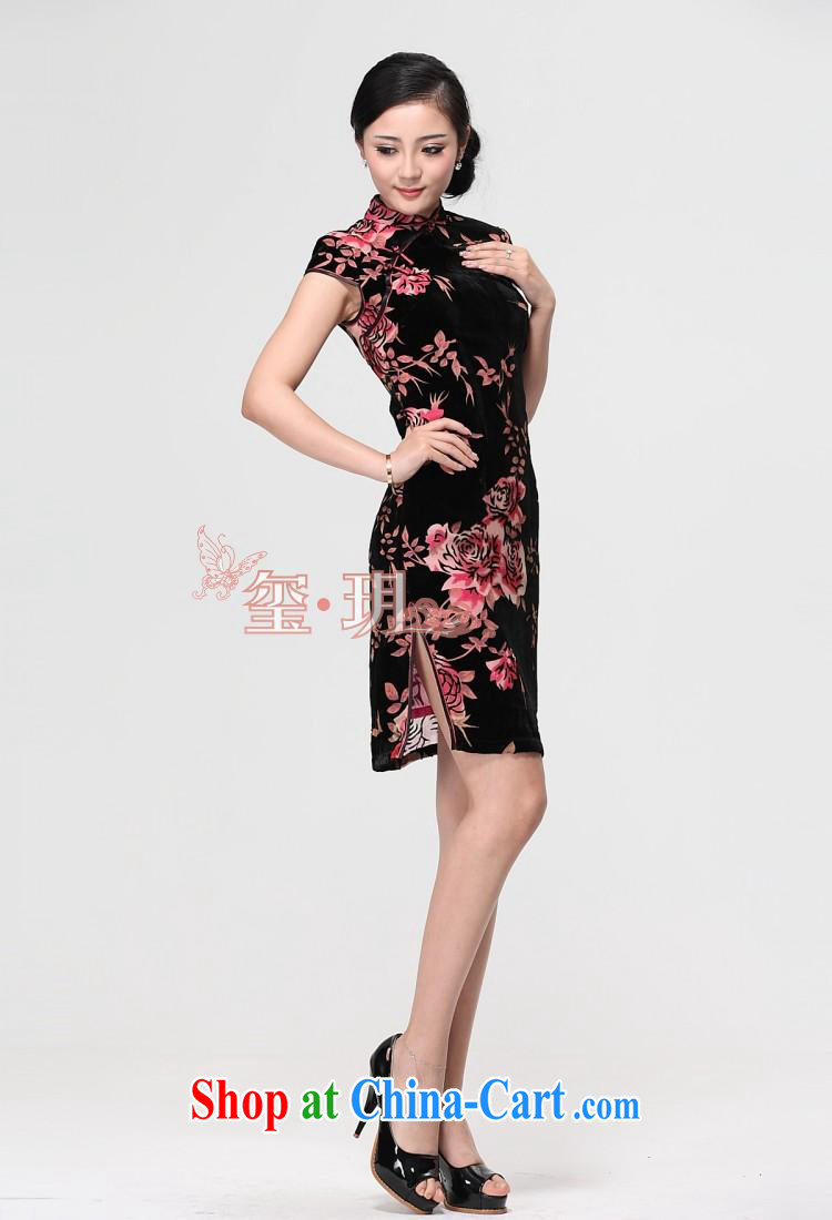 elections -- 2014 spring and summer high Silk Velvet cheongsam simple and elegant/hand-tie/short cheongsam picture color XXXXL pictures, price, brand platters! Elections are good character, the national distribution, so why buy now enjoy more preferential! Health