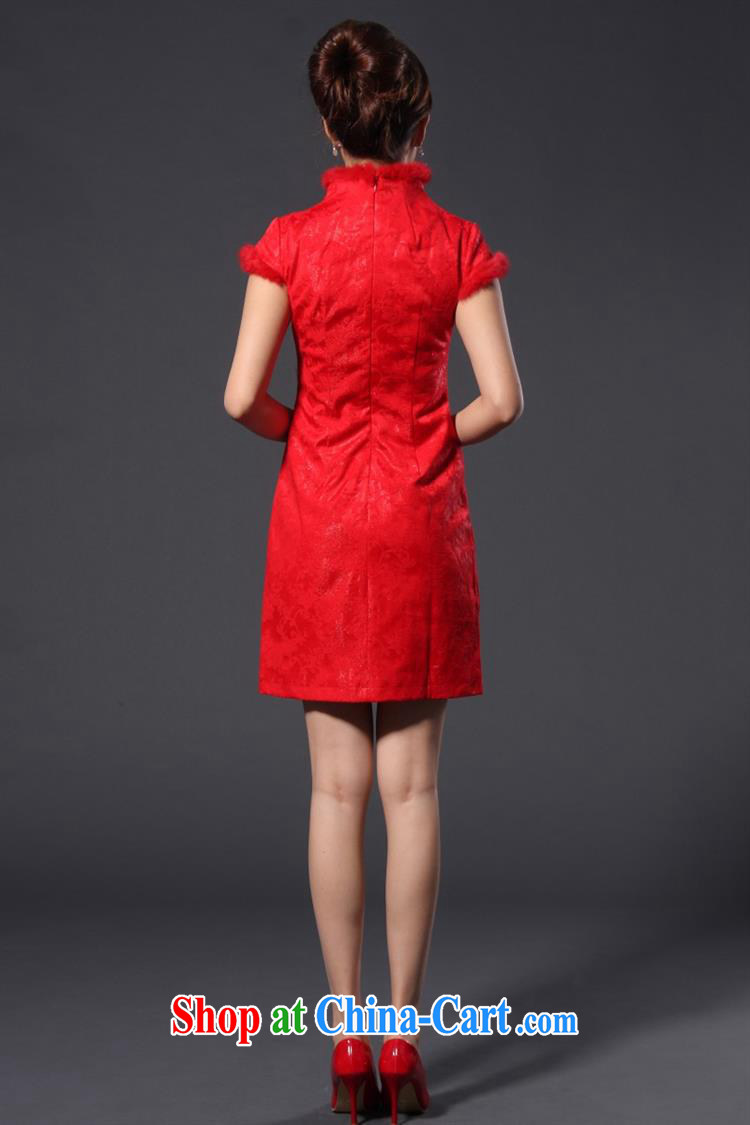 New Spring 2014 spring, female Phoenix the cotton rabbit hair bridal red short cheongsam wedding dress red XL pictures, price, brand platters! Elections are good character, the national distribution, so why buy now enjoy more preferential! Health