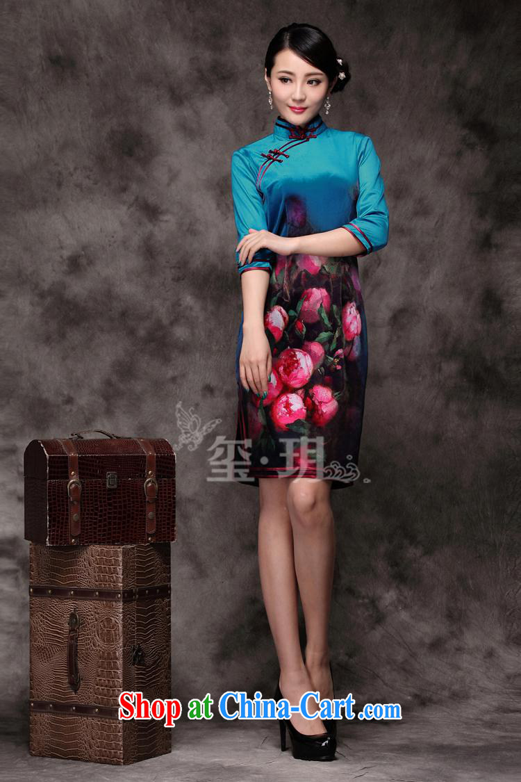 Winter 2014 new, improved Chinese qipao, long-sleeved dresses upscale Korean lint-free blue XXXL pictures, price, brand platters! Elections are good character, the national distribution, so why buy now enjoy more preferential! Health