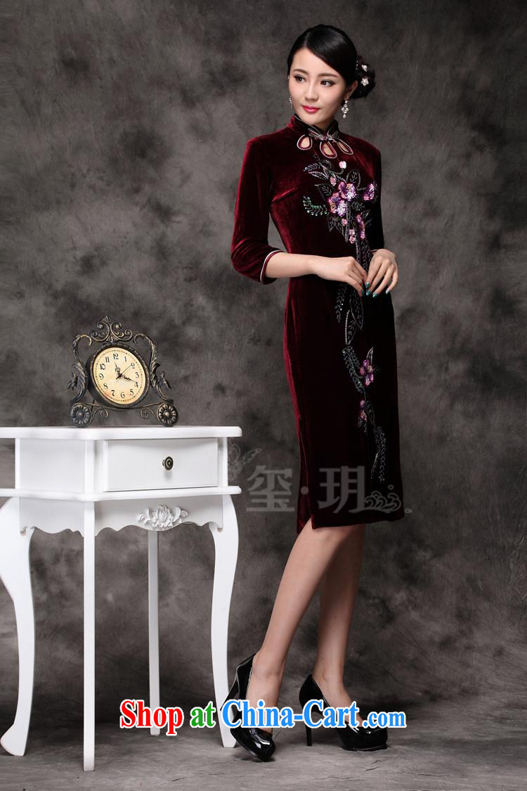 New winter cheongsam wholesale upscale velvet cheongsam manually staple beads craft goods improved factory direct purple 5 XL pictures, price, brand platters! Elections are good character, the national distribution, so why buy now enjoy more preferential! Health