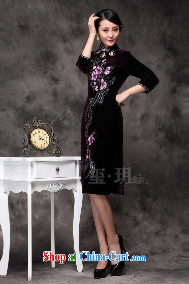 New winter cheongsam wholesale upscale velvet cheongsam manually staple beads craft goods improved factory direct purple 5 XL pictures, price, brand platters! Elections are good character, the national distribution, so why buy now enjoy more preferential! Health