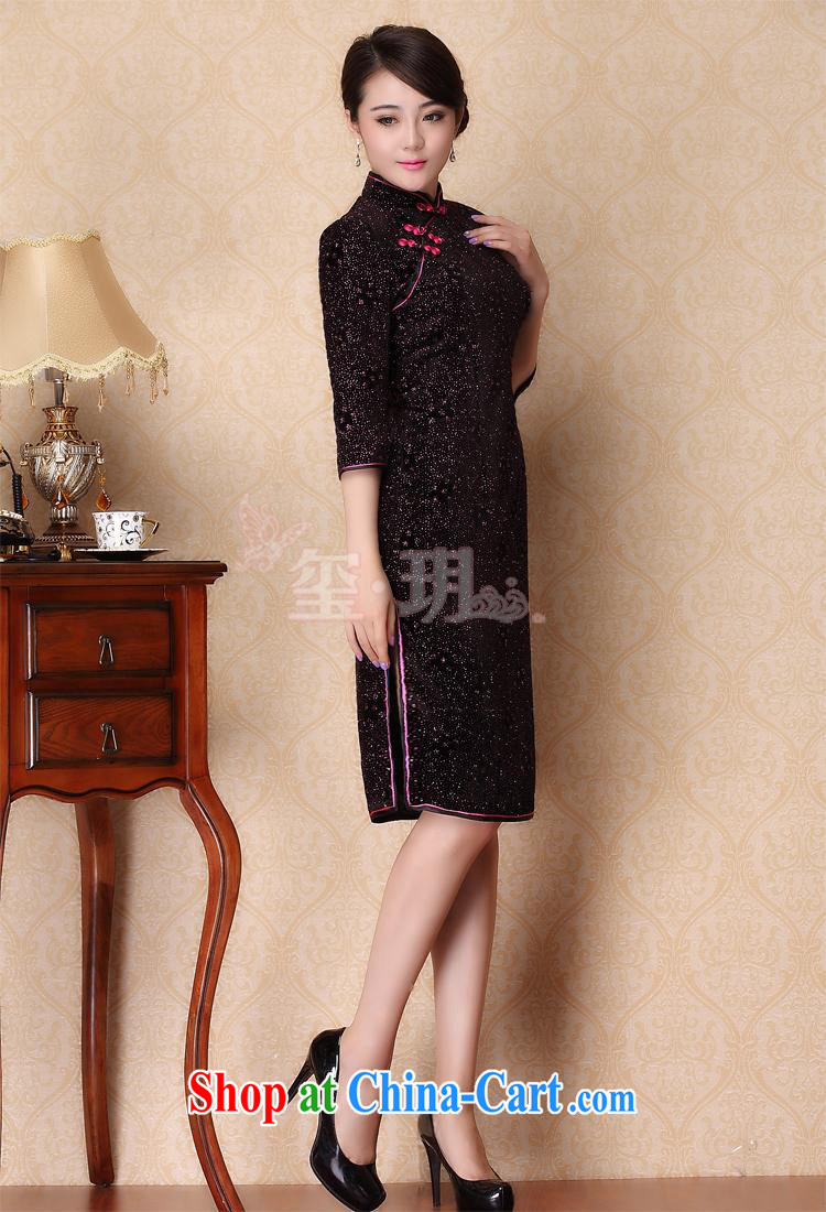 2014 new autumn is improved, cuff velvet cheongsam stylish warranty spots pattern cheongsam wholesale blue XXXL pictures, price, brand platters! Elections are good character, the national distribution, so why buy now enjoy more preferential! Health