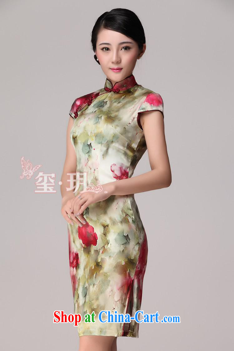 The health standard heavy Silk Cheongsam summer new short-sleeved girls retro, long Silk Cheongsam picture color XXL pictures, price, brand platters! Elections are good character, the national distribution, so why buy now enjoy more preferential! Health
