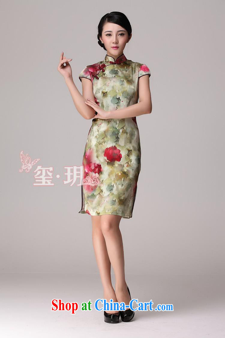 The health standard heavy Silk Cheongsam summer new short-sleeved girls retro, long Silk Cheongsam picture color XXL pictures, price, brand platters! Elections are good character, the national distribution, so why buy now enjoy more preferential! Health