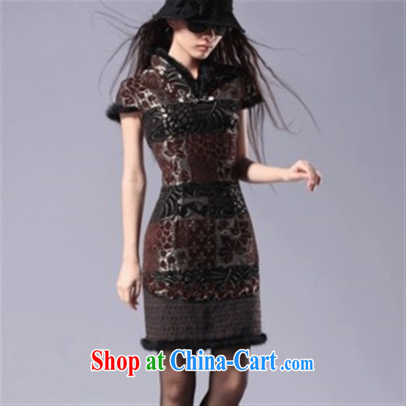 cheongsam wholesale Jammu cloud Chinese improved fashion dresses 2014 new spring clip cotton winter cheongsam black M