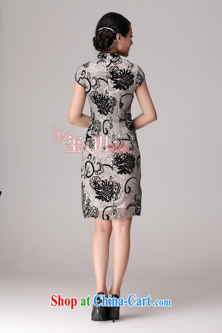 wholesale goods factory direct silk burned flowers and stylish improved short-sleeve dresses gray XXXXL pictures, price, brand platters! Elections are good character, the national distribution, so why buy now enjoy more preferential! Health