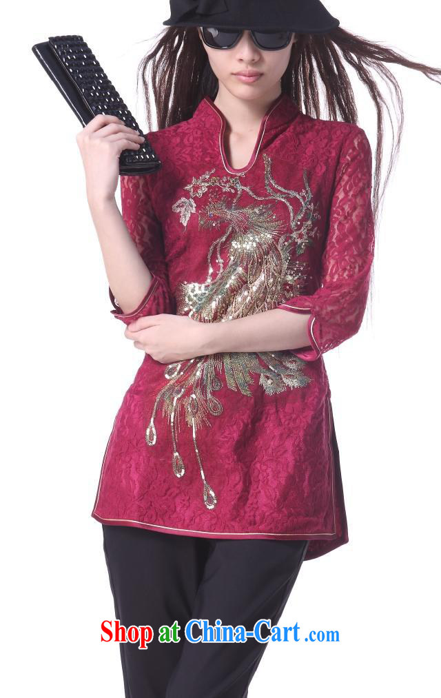 Chinese wholesale Phoenix Youth Pre-employment Training in classical cuff Chinese T-shirt/lace Chinese T-shirt purple S pictures, price, brand platters! Elections are good character, the national distribution, so why buy now enjoy more preferential! Health