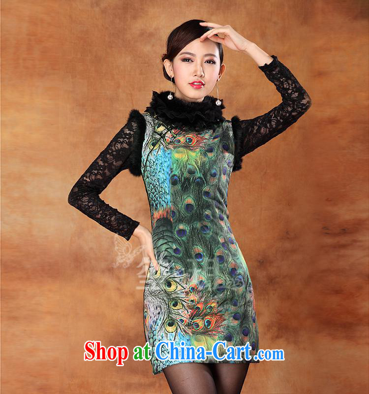 2014 new autumn and winter new, improved cheongsam stylish beauty dresses Ethnic Wind Phoenix cheongsam green XL pictures, price, brand platters! Elections are good character, the national distribution, so why buy now enjoy more preferential! Health