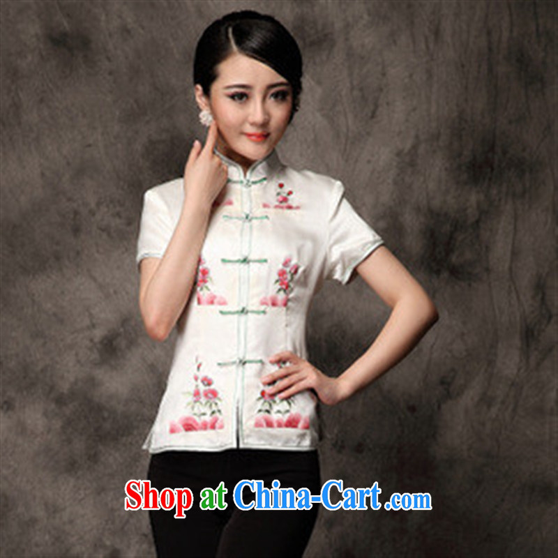 As soon as possible the original high quality silk Satin spring new short-sleeved clothes embroidery t-shirt Chinese Ethnic Wind the red XXL, health concerns (Rvie .), and, on-line shopping