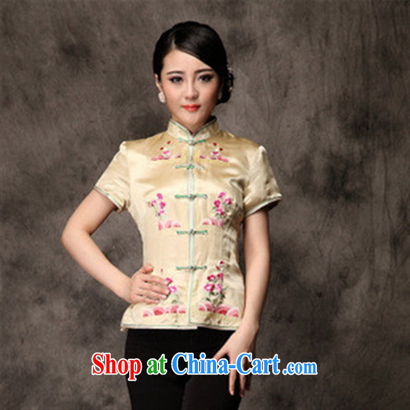As soon as possible the original high quality silk Satin spring new short-sleeved clothes embroidery t-shirt Chinese Ethnic Wind the red XXL, health concerns (Rvie .), and, on-line shopping