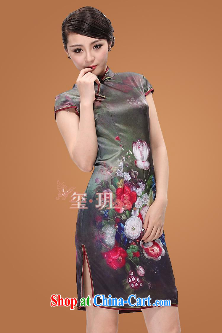 cheongsam wholesale summer new beauty and stylish traditional Peony heavy Silk Cheongsam picture color XL pictures, price, brand platters! Elections are good character, the national distribution, so why buy now enjoy more preferential! Health