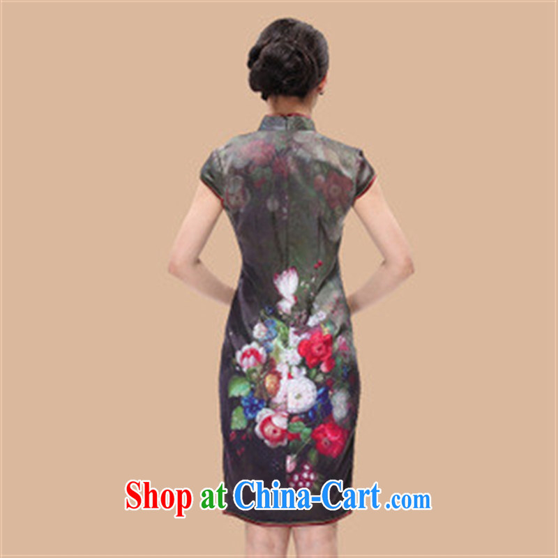 cheongsam wholesale summer new beauty and stylish traditional Peony heavy Silk Cheongsam picture color XL, health concerns (Rvie .), and on-line shopping