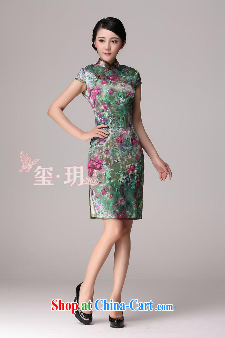 2014 new summer upscale Silk Cheongsam improved stylish summer day retro dresses picture color XL pictures, price, brand platters! Elections are good character, the national distribution, so why buy now enjoy more preferential! Health