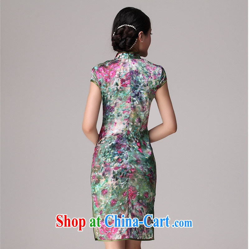 2014 new summer upscale Silk Cheongsam improved stylish summer day retro dresses picture color XL, health concerns (Rvie .), and, shopping on the Internet