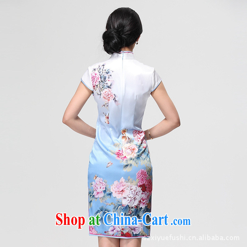 Heavy Silk Cheongsam improved stylish summer dresses skirt rich flowers short cheongsam wholesale picture color XXL, health concerns (Rvie .), and, on-line shopping