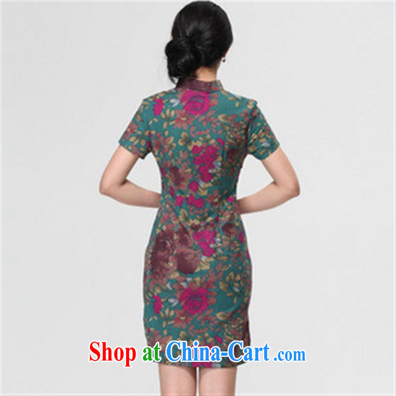 2014 the commission cotton linen dresses/improved linen cheongsam dress/Summer retro dresses/floral short cheongsam picture color XL, health concerns (Rvie .), and shopping on the Internet
