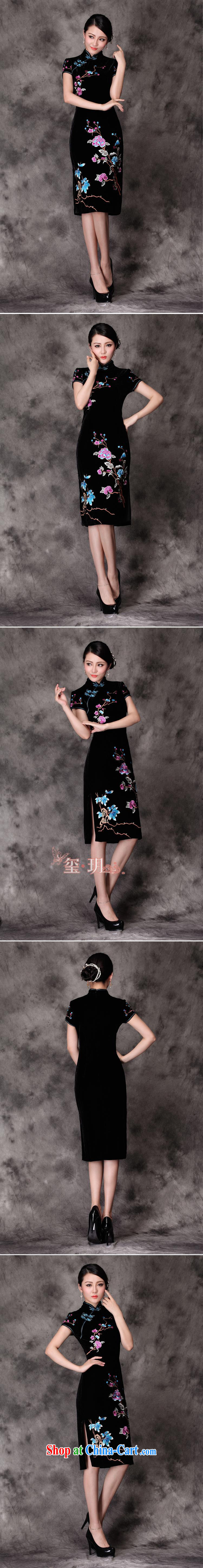 Autumn is new, true velvet flowers snap-short-sleeved dresses retro beauty dresses black XXXXL pictures, price, brand platters! Elections are good character, the national distribution, so why buy now enjoy more preferential! Health