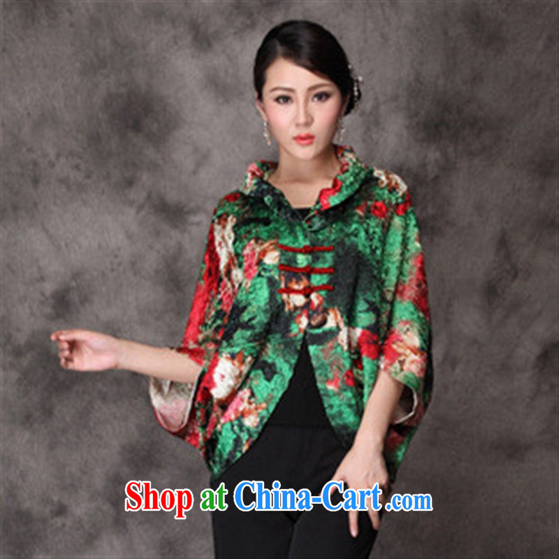 2014 New National wind large shawl cloak stylish silk creases 100 ground shawl dresses with green suits are code