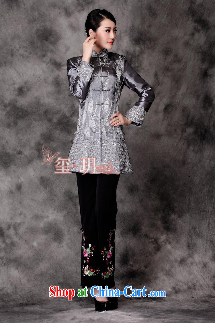 2014 fall and winter New China wind Chinese Autumn with Chinese improved long-sleeved long cheongsam shirt light gray M pictures, price, brand platters! Elections are good character, the national distribution, so why buy now enjoy more preferential! Health