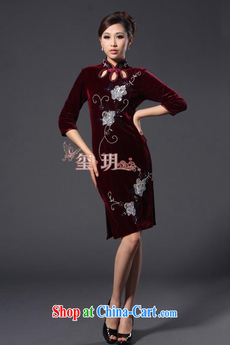 Spring 2014 new, plush robes and stylish beauty improvement cuff cheongsam dress purple XXL pictures, price, brand platters! Elections are good character, the national distribution, so why buy now enjoy more preferential! Health