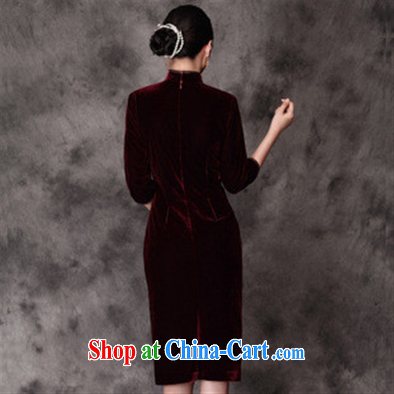 fall and winter dresses retro/hand-painted high quality is really plush robes, long-sleeved/banquet daily cheongsam dress maroon XXXXL, health concerns (Rvie .), and shopping on the Internet