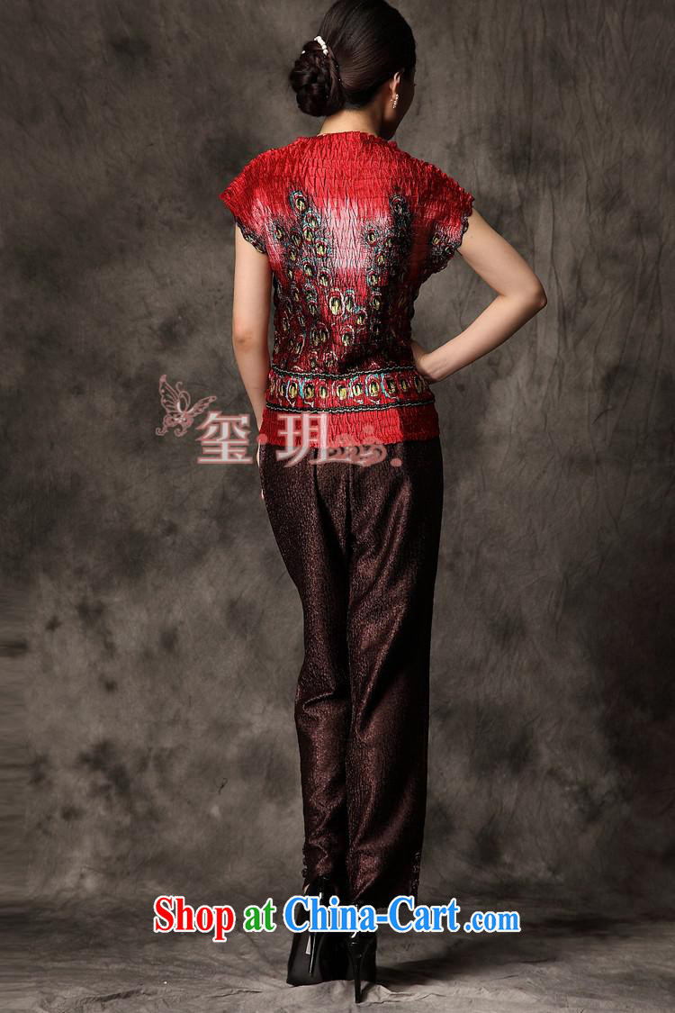 2014 New National wind wrinkled middle-aged ladies shirt T shirt short-sleeved mother Chinese, summer wine red are code pictures, price, brand platters! Elections are good character, the national distribution, so why buy now enjoy more preferential! Health
