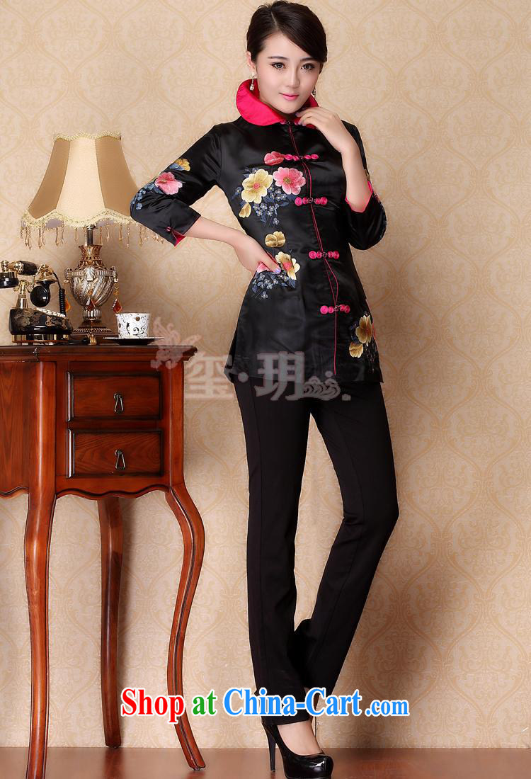 2014 fall and winter new wholesale Ethnic Wind manual embroidery Chinese T-shirt classic lapel girls T-shirt peach XL pictures, price, brand platters! Elections are good character, the national distribution, so why buy now enjoy more preferential! Health